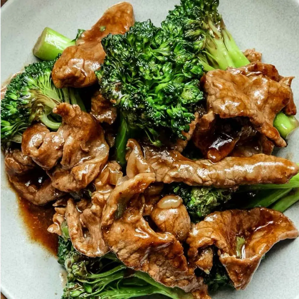 Beef Broccoli at Happy Cafe, Chinese Restaurant in Plainfield